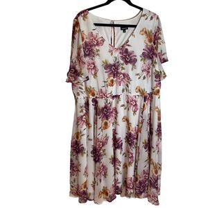 Torrid Ivory Floral Chiffon Skater Dress Plus Size 4